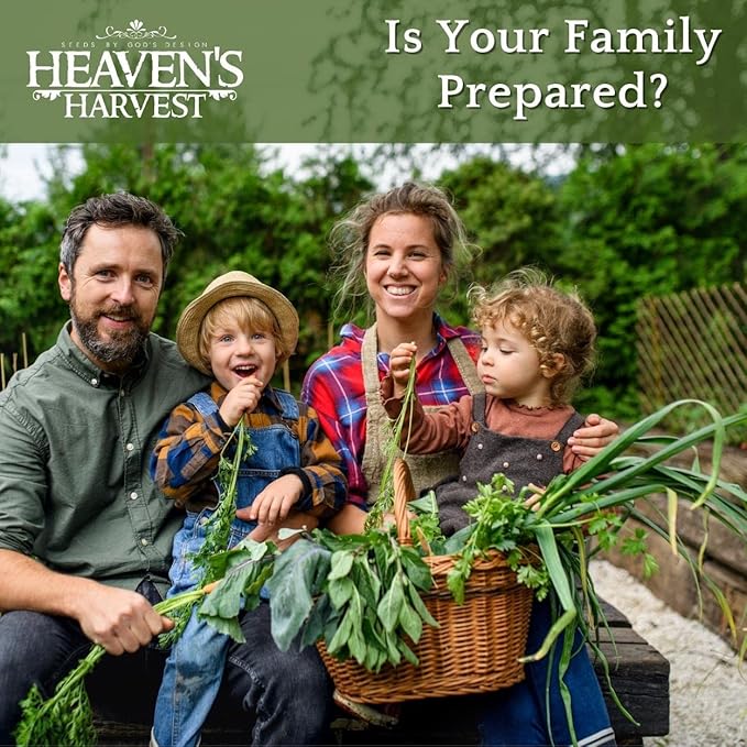 Heaven’s Harvest - 10 Year Survival Or Homestead Garden | 25k+ Heirloom Vegetable Seed Bank Kit | Includes Free Clyde’s Garden Planner &amp Seed Vault Storage Drum | Non-GMO
