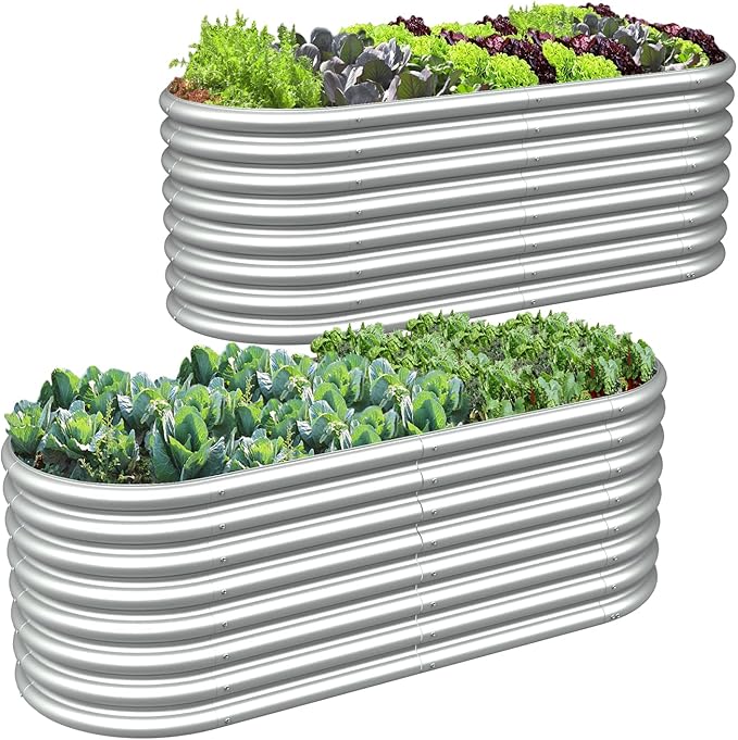 FRIZIONE 2-Pack 5FT(L)×2FT(W)×2FT(H) Raised Garden Bed Outdoor Adjustable Raised Garden Beds for Flower Raised Planter Box Outdoor for Herb Vegetable