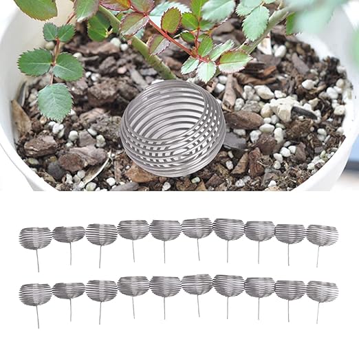 FLEXMAN 100Pcs Bonsai Fertilizer Basket Spherical Nutrition Box Tools Stainless Steel Automatic Planting Fertilizers Baskets for Home Garden Patio Farm