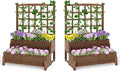 Planter Box with Trellis Set of 2 2-Tier Wood Garden Freestanding Elevated Planter with Legs Drainage Holes for Vine Climbing Plants Flowers Raised Garden Bed for Garden Patio Yard