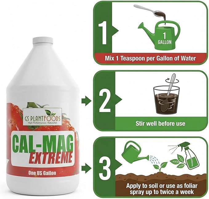 GS Plant Foods Cal-Mag Extreme Liquid 1 Gallon Fertilizer with Calcium Magnesium Iron and Sulfur Supplement Corrects Secondary Nutrient &amp Trace Element Deficiencies N-P-K of 2-0-0