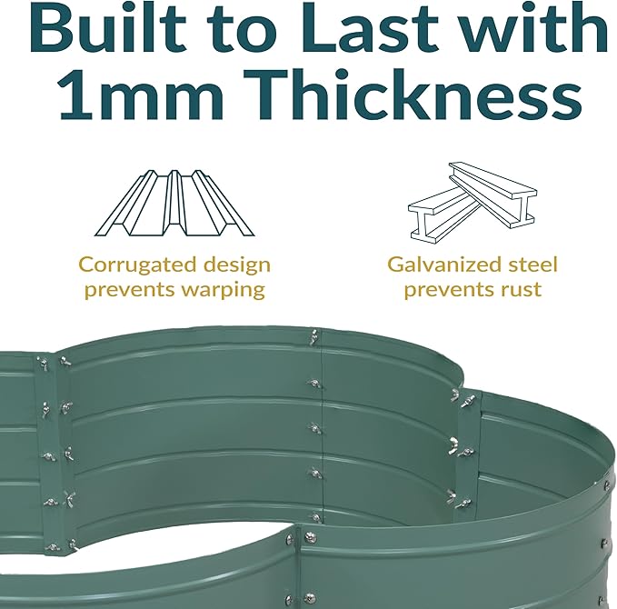 Sunnydaze Galvanized Raised Garden Bed - Metal Raised Bed for Gardening - Outdoor Planter Box for Flowers Plants and Vegetables - Green - 12” H Clover