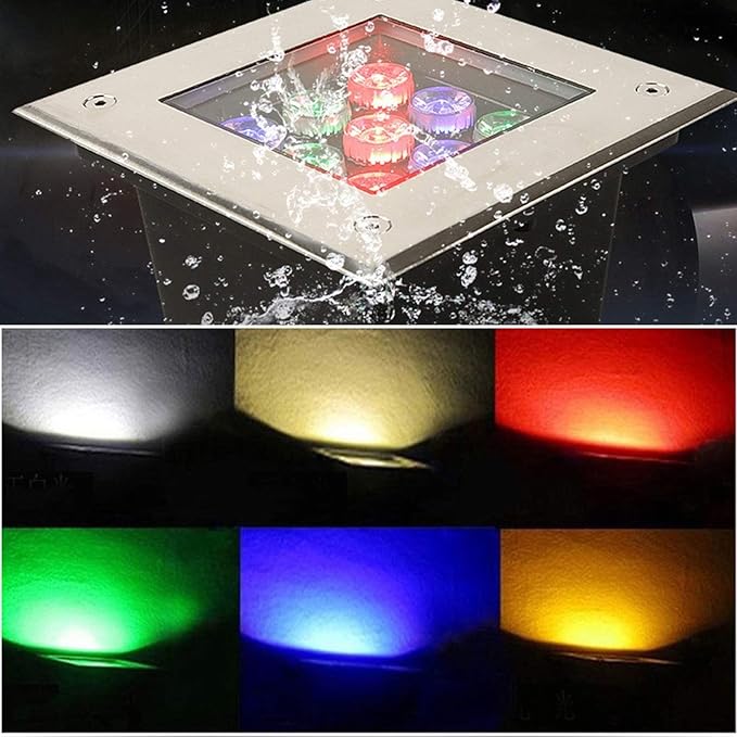 Underground Light LED - Square Outdoor Floor Recessed Spotlight IP67 Waterproof Landscape Lights Outdoor Buried Lights AC85-265V Floor Lamp Spotlight Led Beam Light(Green24W)