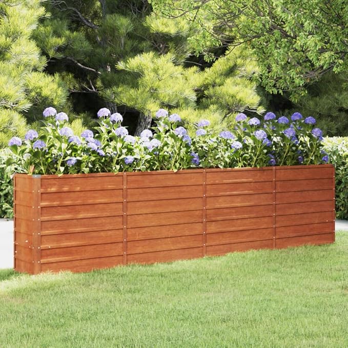 vidaXL Raised Garden Bed - Corten Steel Planter 126x15.7x30.3 Weather Resistant Rusty Brown for Patio and Balcony