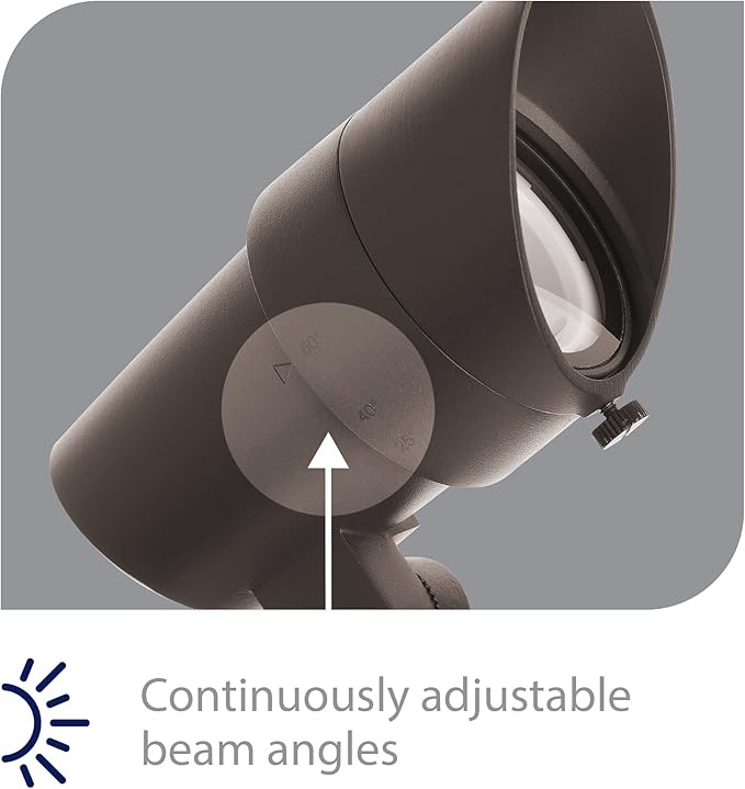 WAC Landscape Lighting LED 12V Medium Size Accent Light with Adjustable Beam Angle and Integral Brightness Control 50-1300 Lumens 3000K Warm White Built-in LED in Solid Brass Coated with Bronze