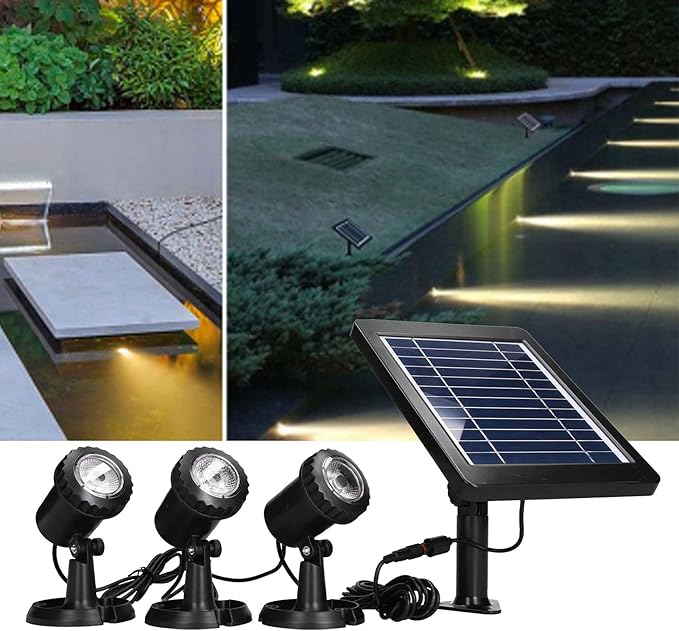 Solar Spotlights Outdoor IP68 Waterproof 3 in 1 Solar Landscape Lighting Dusk to Dawn Solar Uplights Lighting Facilities for Courtyard Decoration