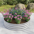 47.24 * 11.4 Tall Round Raised Garden Bed Galvanized Metal Raised Beds for Vegetables Outdoor Garden Raised Planter Box Backyard Patio Planter Raised Beds for Flowers Fruits Silver