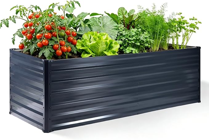 Galvalume Raised Garden Bed 8x4x1.95FT–3X Rust Resistant Aluminum-Zinc Steel466 Gallon Extra Deep Metal Planter Box Heavy Duty Outdoor Vegetable Garden Bed for Tomatoes Potatoes &amp Root Crops