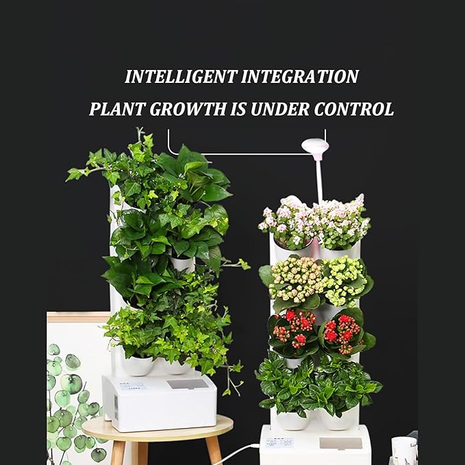 GeRRiT Indoor Smart GardenHydroponics Tower with LED Grow Lighthydroponic Growing Kits &amp SystemsVeg Growing Kitwith Hydrating Pump Adapter Net Pots Timer.