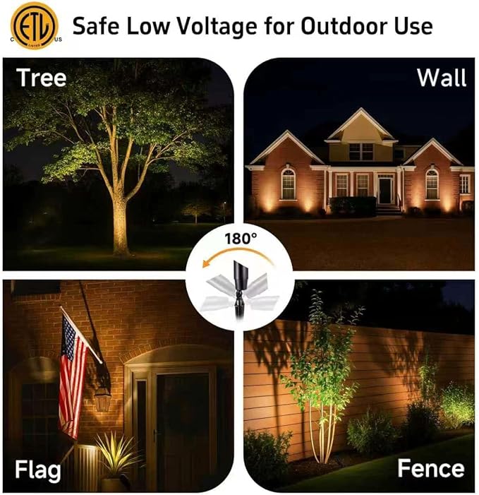 Gardenreet 12V Landscape Spotlight Bundle - 13 Pack Brass Spotlight 65FT 16/2 Cable Outdoor Waterproof LED Fixture for Garden Wall Tree with 5W 2700K Warm White MR16 Bulb