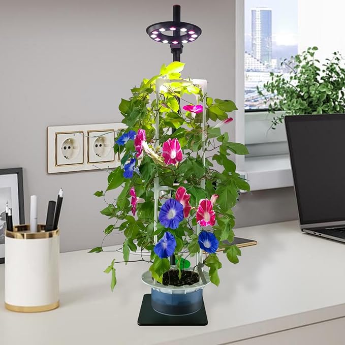 Indoor Plant Hydroponics Growing System Tower Kit with Grow lightHerb Vegetable Indoor Gardening System with Standing Floor Tall LED Grow LightsHeight Adjustable with StandTimerTrellis