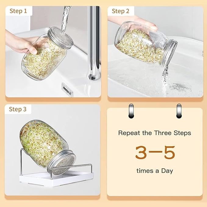 Bean Sprouts Grow Kit Air Circulation and Drainage Multipurpose Sprouts Growing Kit with 2 Bottles for Beans Alfalfa Seeds