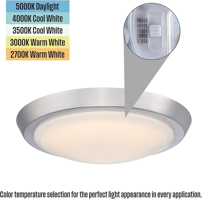 Westinghouse Lighting 6136800 Morrell Transitional One-Light 11 Inch 23 Watt LED Indoor Flush Mount Fixture with Color Temperature Selection Brushed Nickel Finish Frosted Acrylic Shade