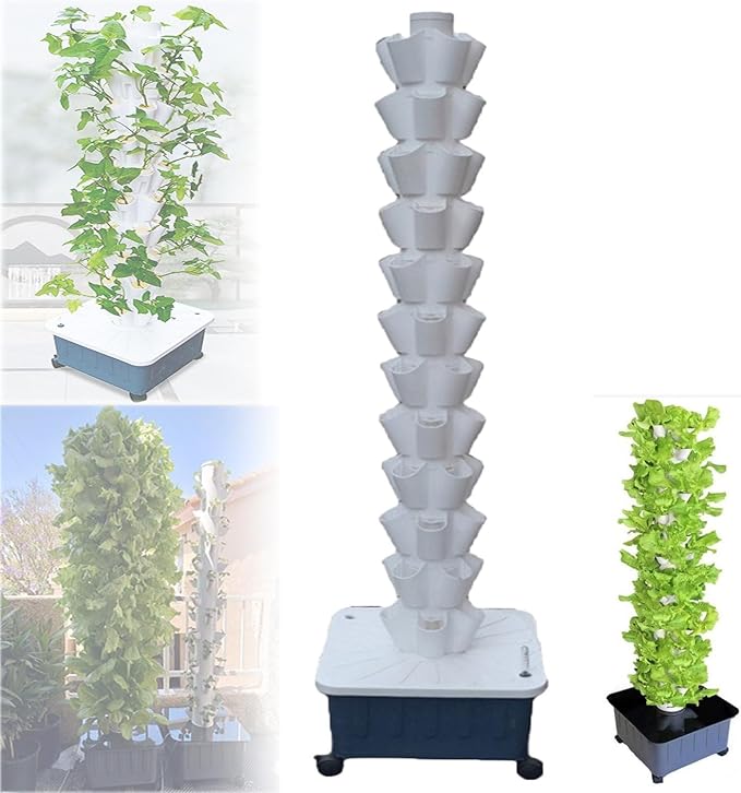 Hydroponics Growing TowerMulti-Layer Vertical Soilless Cultivation Hydroponic PlantersHydroponic Planting Towerfor Fruits and Vegetables Hydroponic Tower White-12-layer