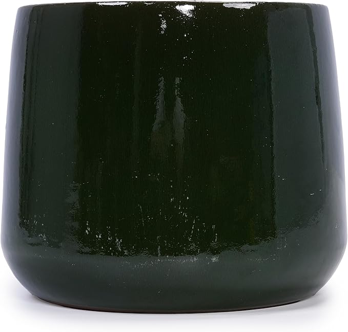 Handmade Solid Glazed Ceramic Planter Set of 4 141197 Inch Diameter Deep Green for Succulents and Cacti Outdoor G Indoor Stairs Use Breathable Clay with Drainage Holes