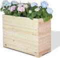 Wood Raised Garden Bed Rectangular Planter Box Outdoor Large Tall Trough 39x28x15 Flower Planters Boxes with Bottom for Plants Herb Patio Porch Balcony Privacy Screen