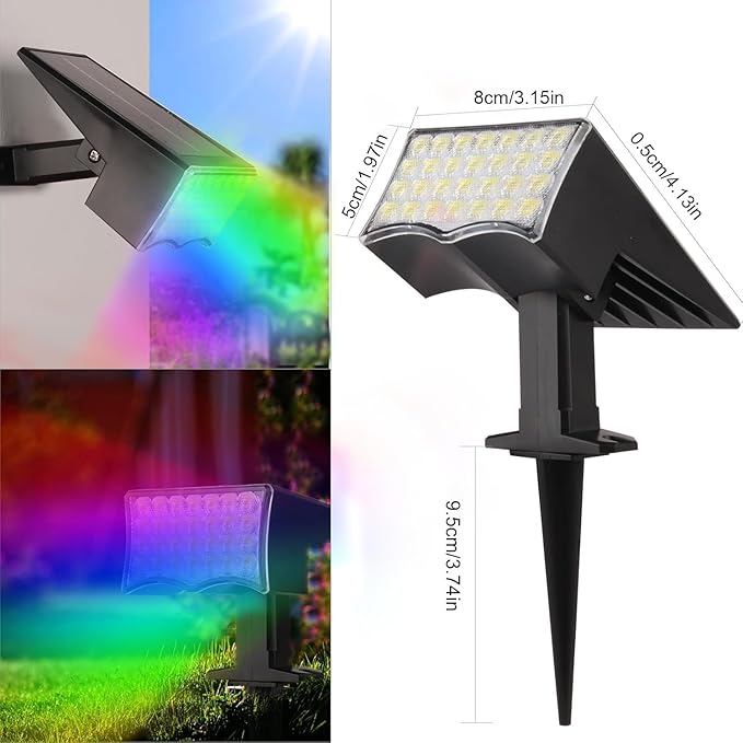 4Pcs RGB Solar Spot Lights Outdoor Garden28 LED 3 Modes IP65 Waterproof Garden Uplighters Solar PoweredAuto ON/Off Dusk Till Dawn Landscape Spotlights for YardDrivewayPathway(Sw2817-rgb4PCS)