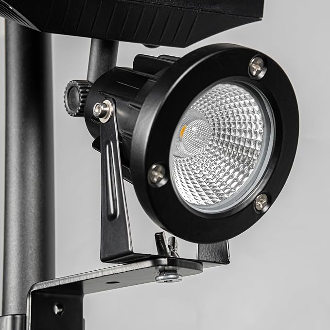 Outdoor Solar Power 9W Warm Light Spotlight Black Clip Mount Adjusted Angle Waterproof Portable Easy to Install Spot Lamp for Indoor Balcony Landscape Yard Patio