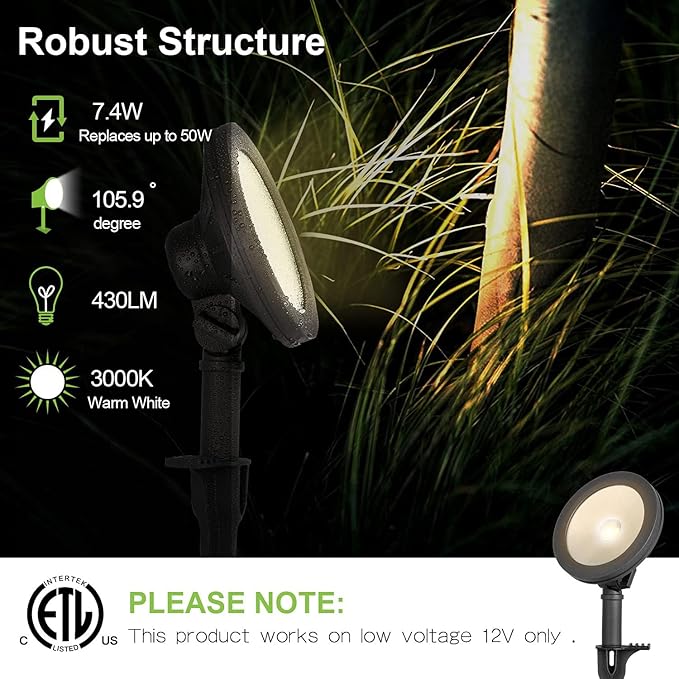 hykolity Low Voltage LED Landscape Wall Wash Light 7.4W 430LM 12V-24V Wired Outdoor LED Spotlight 50 Watt Equivalent Landscaping Lights for Tree Building Die-cast Aluminum 4 Pack