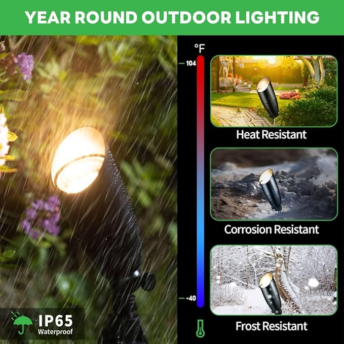 Black LED Outdoor Spotlights Durable Low Voltage Landscape Lighting Aluminum Waterproof Uplights for House Garden Lawn Without MR16 Bulb 6 Pack