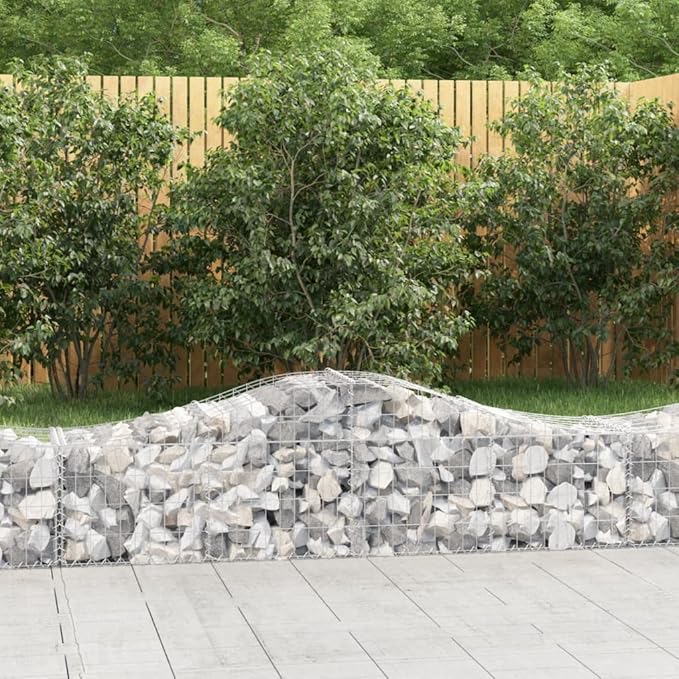 7-Piece Spiral Gabion Basket Set 78.7 x 19.7 x 23.6 in Galvanized Iron Raised Garden Bed Planter for Stones Modern Outdoor Divider for Patio and Backyard