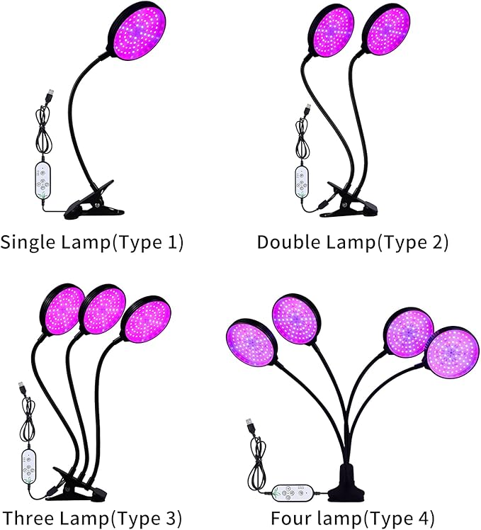 LED Grow Light Full Spectrum Adjustable Gooseneck Plant Lamp Blue Red Light Timer Lamp Ideal for Indoor Plants Seedlings &amp Hydroponics (Type2)