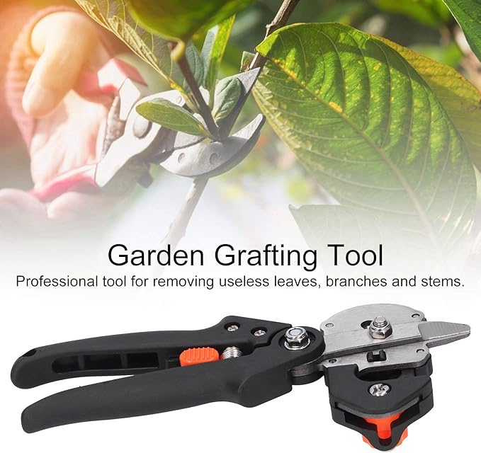 Garden Grafting Tool Set Tree Grafting Kit with 5 Precision Cutting Blades Professional Plant Branch Scissor Shear for Gardening Enthusiasts Includes Storage Bag (Black)