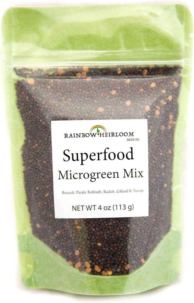 Heirloom Sprouting &amp Microgreen Seed Variety Pack | Contains Waltham 29 Broccoli Sprouting Seeds Rainbow Radish Sprouting Seeds Mix &amp Superfood Microgreen Mix | Non-GMO | Rainbow Heirloom See