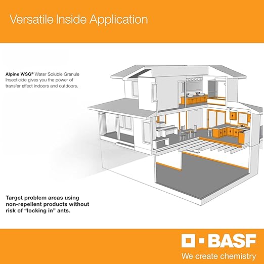 BASF Alpine WSG Insecticide Water Soluble Granules for Indoor &amp Outdoor Pest Control Kills Ants Flies Bed Bugs German Cockroaches – 5 x 0.35 oz Packets (Each Makes 1 Gallon for 1000 sq ft)