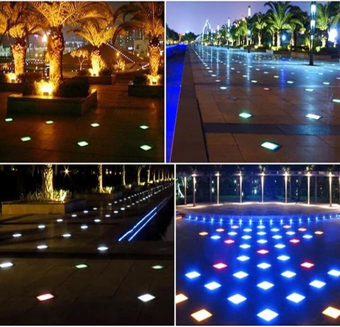 Ground LED Landscape Lights - Recessed Underwater Light Ground Led Lights Square Buried Light IP67 Waterproof Floor Spotlight for Gardens StairsWarm White-48W