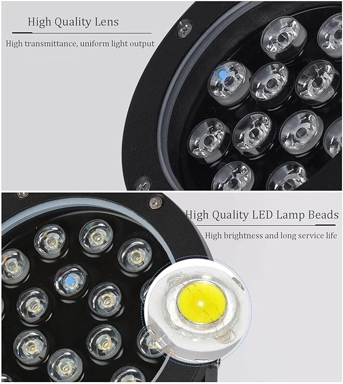 LED Beam Spotlight - Outdoor LED Spotlight Round Outdoor LED Spotlights Decorative Waterproof Lamp Adjustable Angle Landscape Lights For Garden Villas Step Wall Lighting(Red36W(AC 85-110V)) (Ye