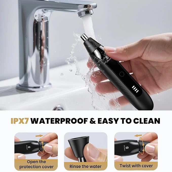 Ear and Nose Hair Trimmer for Men 2025 Professional Painless USB Rechargeable Eyebrow &amp Facial Electric Hair Trimmer for Men Women Powerful Motor Dual Edge Blades IPX7 Waterproof Cool Gray