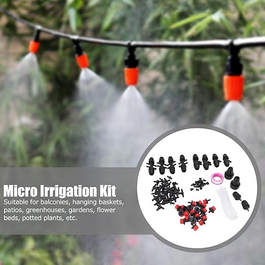 30m Garden Automatic Drip Irrigation Kit Micro Irrigation System for Plants Water Saving Irrigation Set with 30m Hose and Multiple Nozzles for Greenhouse Balcony Patio