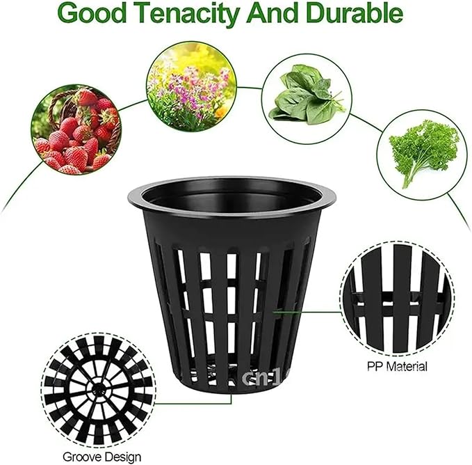 Net Pots for Hydroponics 40PCS 3 Inch Black Hydroponic Net Pots - Wide Lip Slotted Mesh (Orchid Growing/Soilless Use)