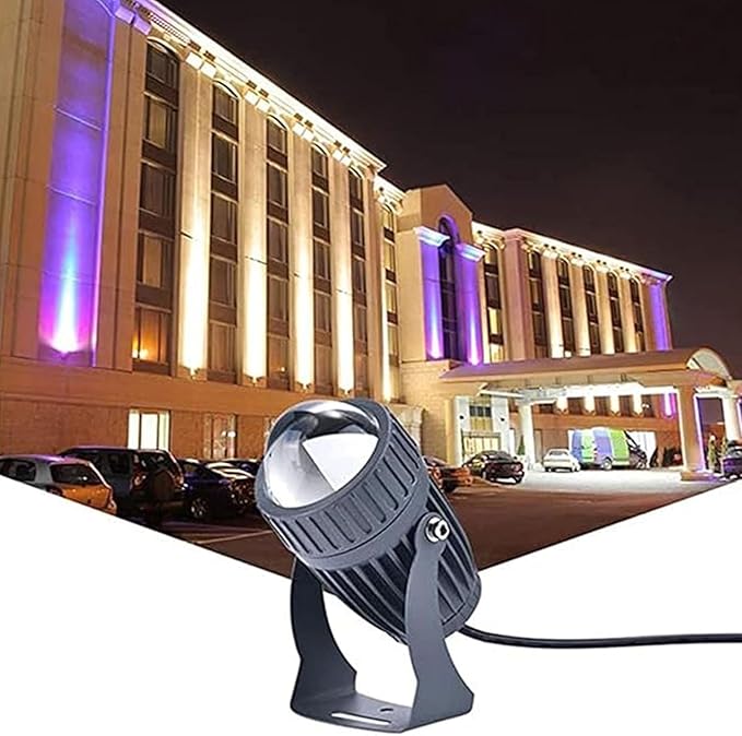 LED Floodlights - Outdoor Spotlights 10W Narrow Beam Floodlight IP65 Waterproof Spotlight Led Beam Light Adjustable Long Distance LED Spot Light for Building Exterior Weddings(Yellow)