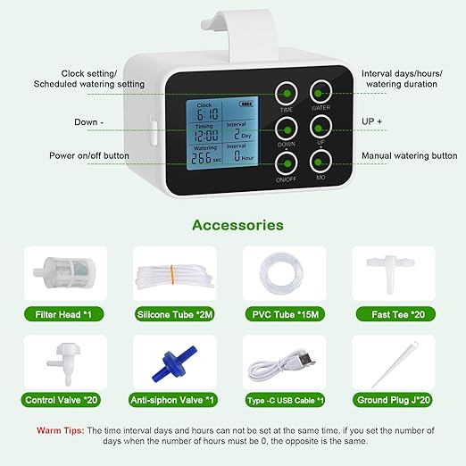 Upgrade Auto Plant Watering Devices Indoor Plant Waterer for 20 Potted Plants Houseplant Watering System Up to 30-Day Programmable Water Timer Automatic Drip Irrigation Kit for Vacation