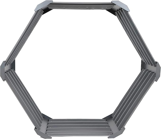 Sunnydaze Galvanized Raised Garden Bed Outdoor - Metal Planter Box for Gardening Vegetables and Plants - 16.25 H Hexagon - Gray