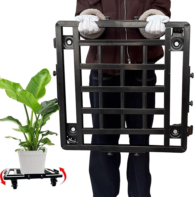 22 Plant Caddy with Wheels Heavy Duty Metal Rolling Plant Mover Stand Indoor Outdoor with Lockable Caster Wheels Large Plant Pots Parasol Stands and Bases or Plant Stand
