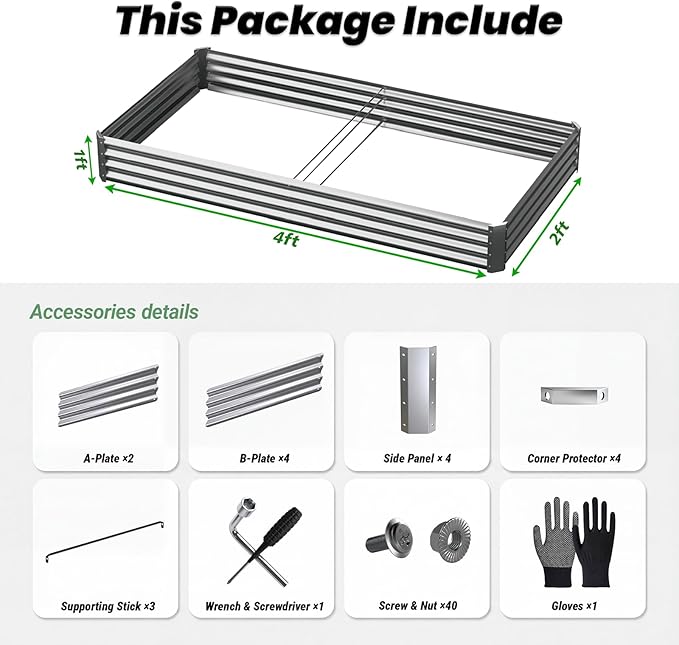 2Packs 6X2X1 FT Galvanized Raised Garden Beds Outdoor Planter Raised Beds for Gardening Vegetables Flowers Large Metal Garden Box Deep Plant Flower pots Outdoor