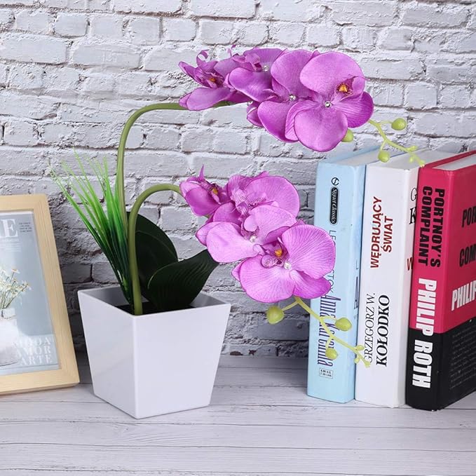9LED Artificial Flower Pot Lamp Simulation Phalaenopsis Bonsai Flower Light Foldable DIY Decorative LED Flower Lamp with Bright White LEDs for Home Office Garden
