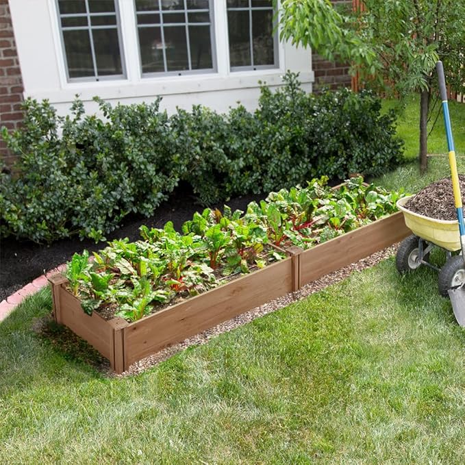 Topeakmart 95 x 25 x 11inches Wooden Elevated Raised Garden Bed 8x2ft Raised Kit Divisible - Garden Planter Boxes for Vegetables Outdoor Outside Brown