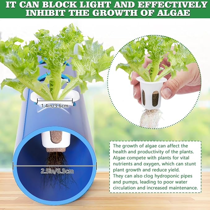 Block Light Hydroponics Growing System Kit with Plant Climbing Frame108 Plant Sites 3 Layers Food-Grade PVC-U Pipes for Leafy VegetablesFruits Herbs(Deluxe Version)