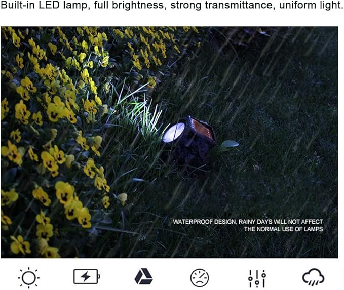 Solar Rock Light 2Pcs Small Solar Rock Lights Outdoor Solars Powered Rocks Light LED Garden Landscape Lights for Path Yard Patio Lawn Porch 4.7x5.9in