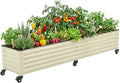 Vego garden Classic Rolling Garden Bed – 1.75' Mobile Metal Raised Garden Bed for Patio Deck Balcony – Deep Planting Space Durable &amp Easy to Move (Pearl White 1.75'X8')