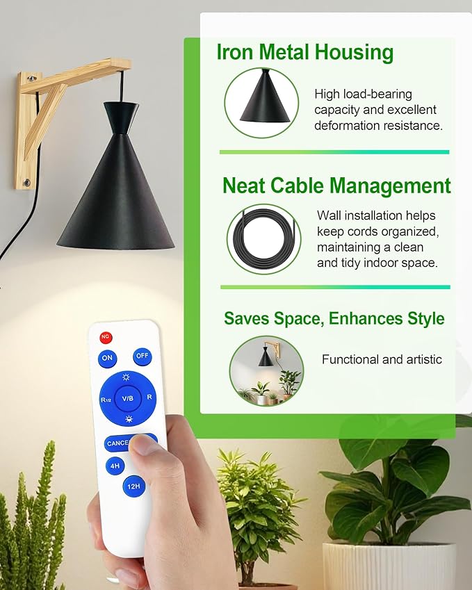 Arikashi Hanging Grow Light LED Growing Light Full Spectrum for Indoor Plants4/8/12H Timer Height Adjustable Grow Lamp for Large Plants