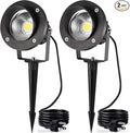 LED Landscape Lighting High Power 18W Outdoor Garden Lights120V ACWarm White Waterproof Spotlights for YardPatioLawnWall FloodDrivewayTree Flag LightMetal Ground Stake (2 Packs)