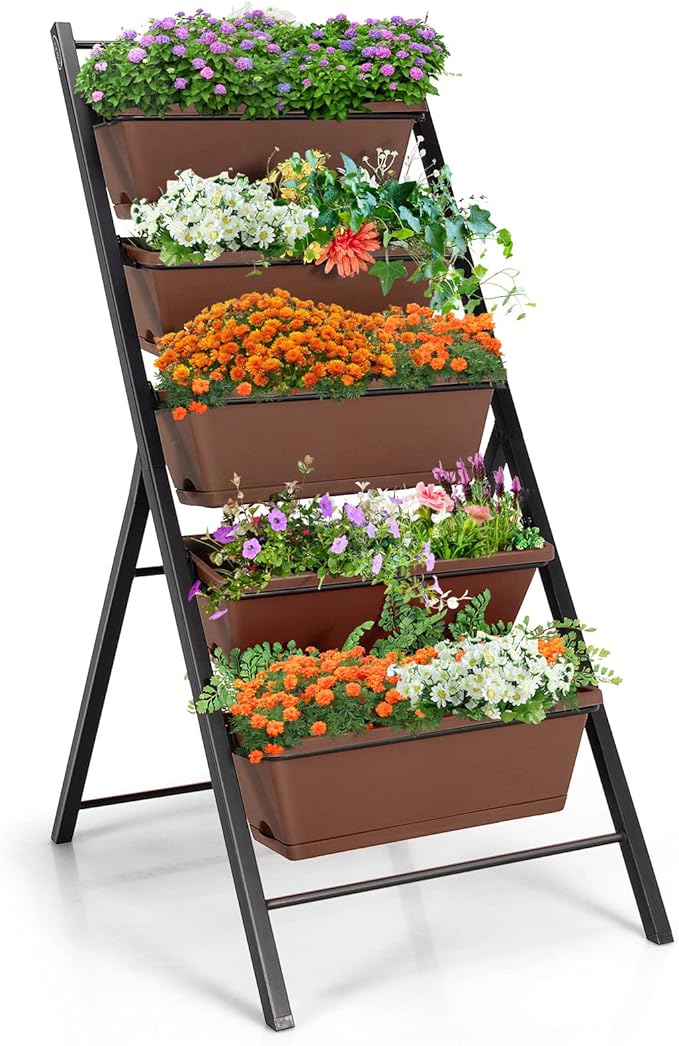 S AFSTAR 5-Tier Vertical Garden Planter 5-Layer Raised Garden Bed with 5 Detachable Planter Boxes &amp Metal Frame Indoor Outdoor Elevated Planting Containers for Flower Vegetables Fruit Herbs