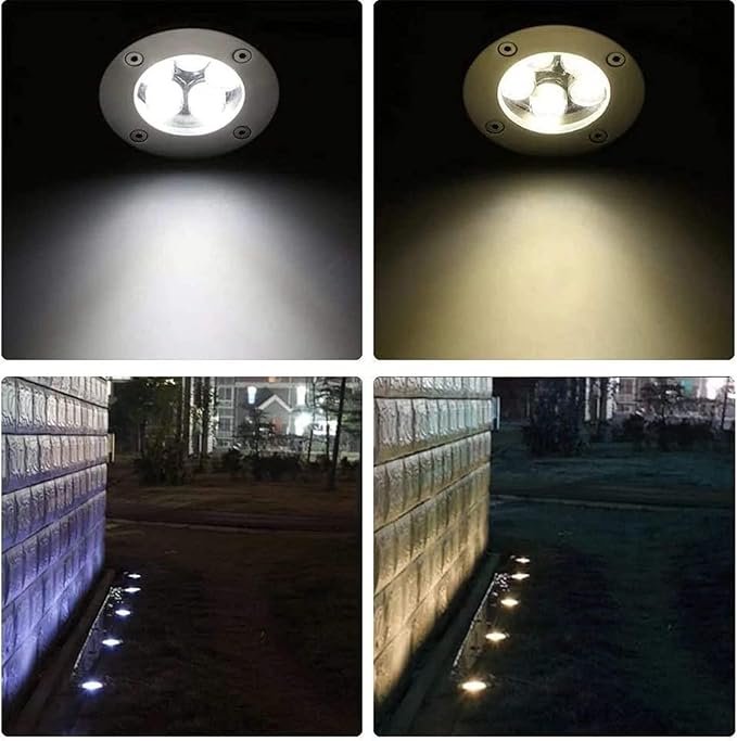 4pcs LED Landscape Lights - Waterproof 5W Outdoor Spotlights for Garden &amp Yard - Recessed Floodlight with CE ROHS FCC Certification (Warm White &amp Blue DC12V)