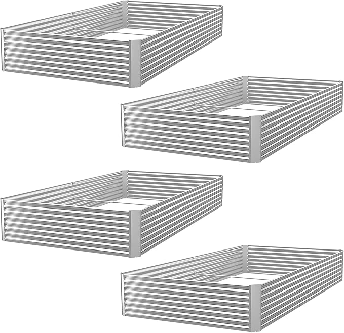 BTDVR 4 Pcs 6×3ft Galvanized Raised Garden Bed Outdoor Metal Raised Beds for Vegetables Above Ground Garden Box for Flower Steel Garden Bed for Gardening