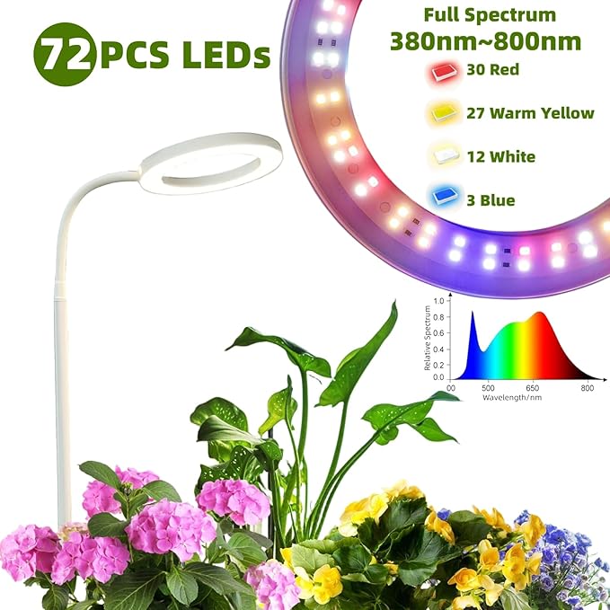 LED Grow Light for Indoor Plants Full Spectrum led Grow Light35 inches Adjustable HeightGrowing Lamp with TimerDimmable BrightnessIdeal for Tall Plants